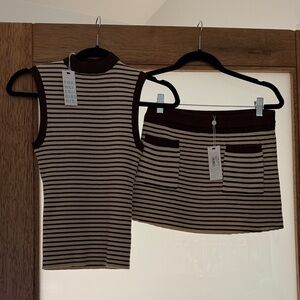 Frankie's Bikinis Brown and Cream Striped Top